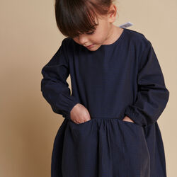 Checkered Dress w. Backside Bow, brown/blue check comb., Copenhagen Colors Organics