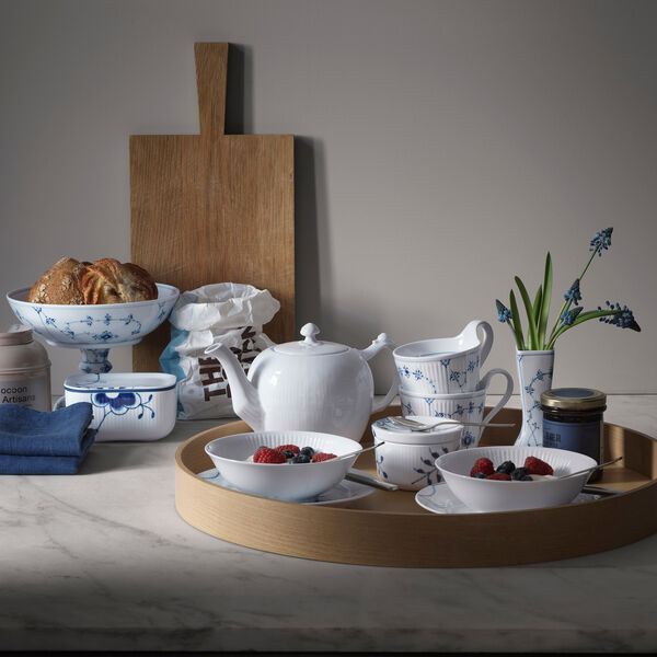 Hvid Riflet sk&aring;l 35 cl, 2 stk, Royal Copenhagen