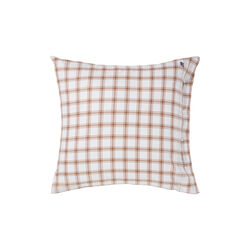 Checked Pin Point Pillowcase | White/Fudge | Pudebetr&aelig;k, Lexington