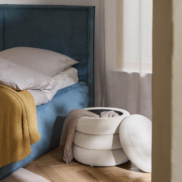 Alto Pouf with Storage Space, feather off white, Westwing Collection