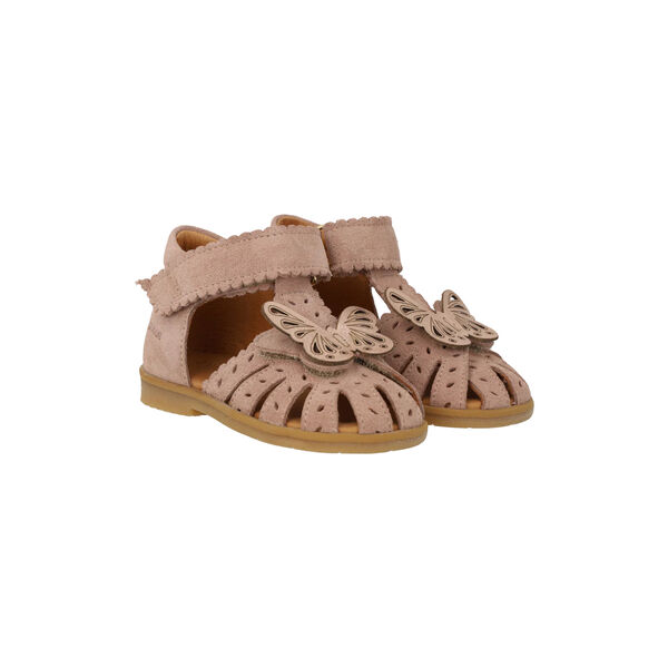 Sandal med sommerfugl og dobbelt velcro, rosebud/rose gold, ANGULUS