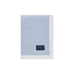 Stripe Checked Organic Cotton Jacquard Bedspread, blue/white, Lexington