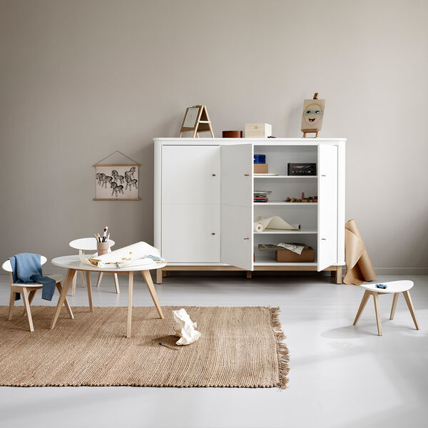 Wood PingPong stol, hvid/eg, Oliver Furniture