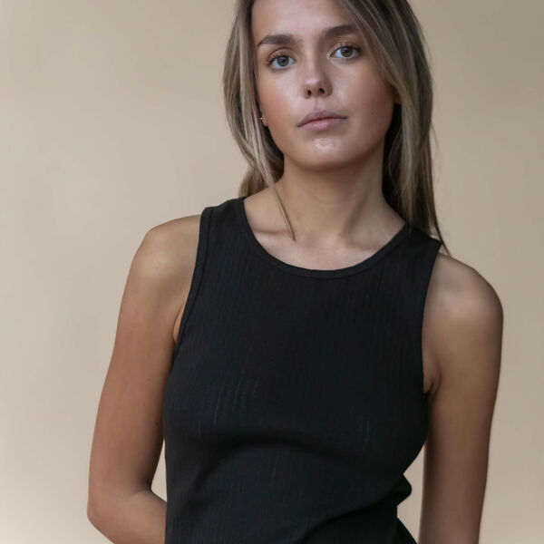 Irene pointelle top, black, Studio Feder