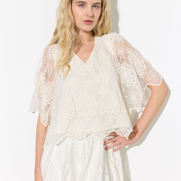 Lulu Lace Blouse, cream lace, HUNK&Oslash;N