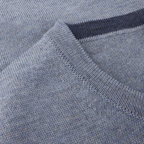 Sweater Knitted Crew Neck With Patch Merino Wool, light blue, Stenströms