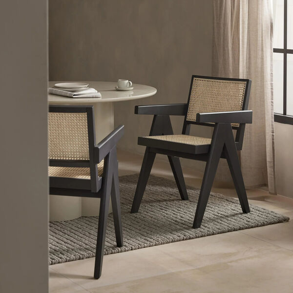 Sissi armlænestol, sort/lys beige, Westwing Collection