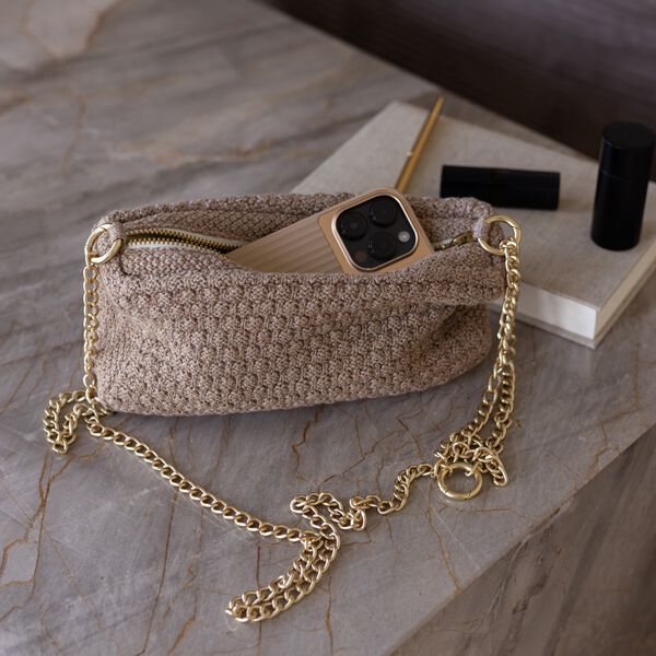 Strikket Clutch K&aelig;de Petra, tiger melange, By LOHN