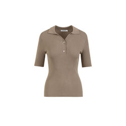 Rib knit polo, taupe sand, Coster Copenhagen