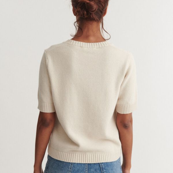 Cady SS O-neck, natural melange, Basic Apparel