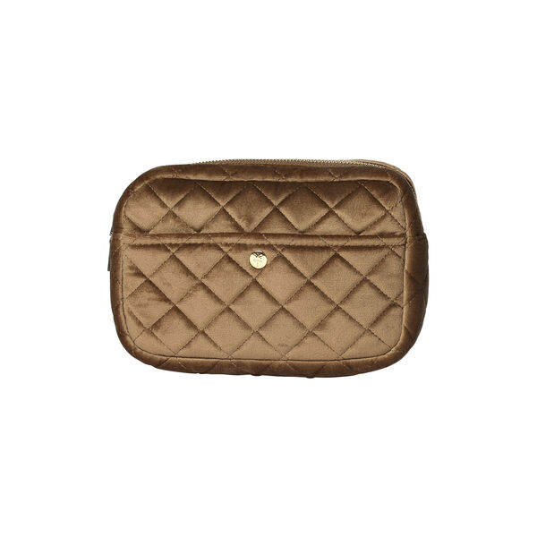 Toilettaske medium, hazelnut velvet, Fan Palm
