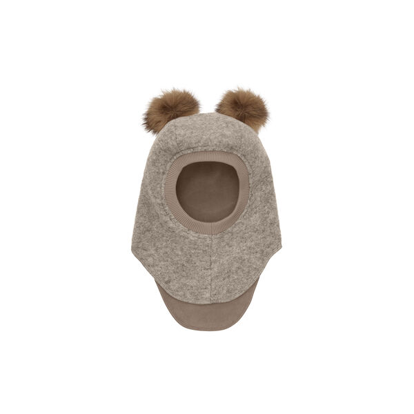 Balaclava Wool Alpaca Pompoms, camel melange, HUTTEliHUT