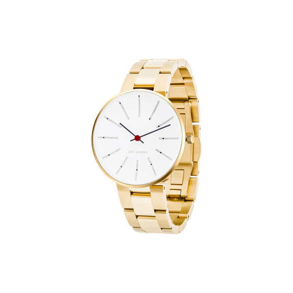 Bankers armbåndsur, white/gold/gold, Arne Jacobsen Watches
