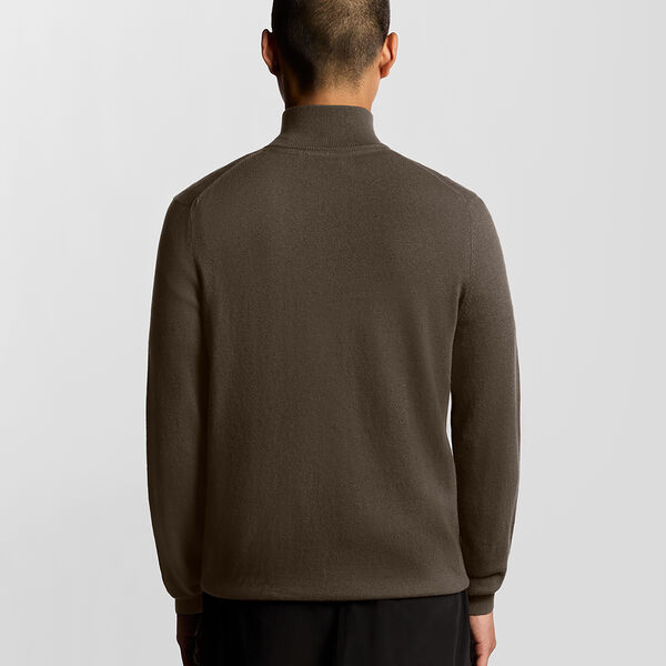 Cotton Merino Quarter Zip Jumper, espresso, Lyle & Scott