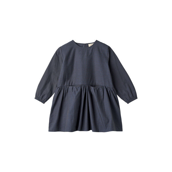 Checkered Dress w. Backside Bow, brown/blue check comb., Copenhagen Colors Organics