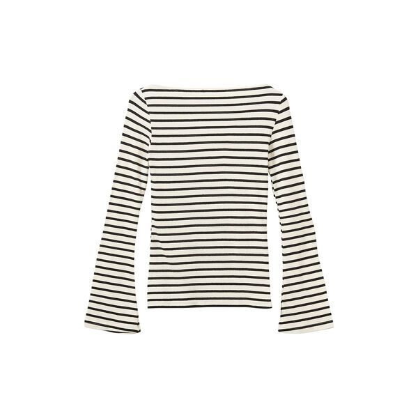 CeceSW Boat-Neck Long-Sleeve T-Shirt, white black striped, Sofie Schnoor