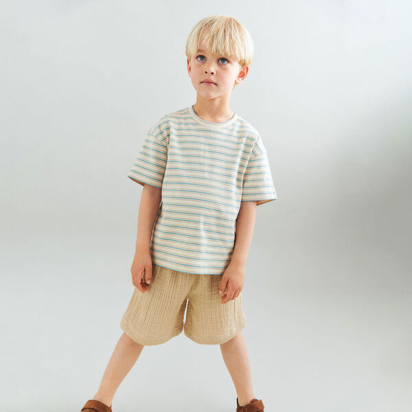 T-shirt S/S Tommy, spring lake stripe, Wheat