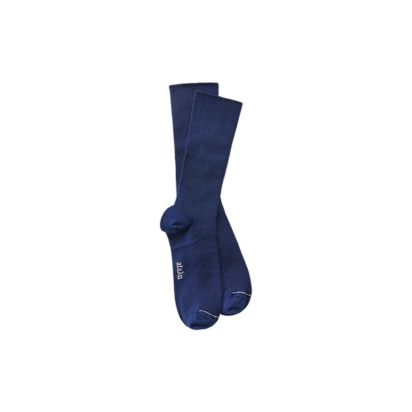 Cotton Rib Socks, midnight blue, Aiayu