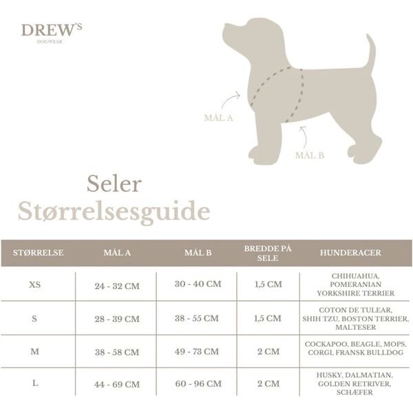 Bl&oslash;d & justerbar hundesele, chocolate, Drew's Dogwear
