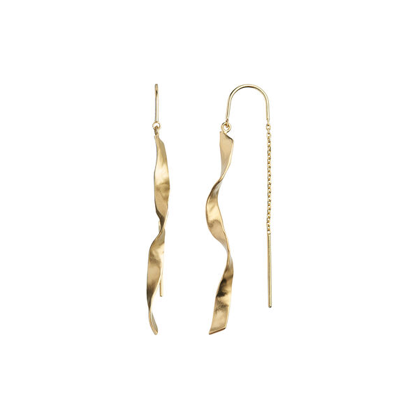 Long Twisted Hammered Earring with Chain Single, gold, Stine A Jewelry
