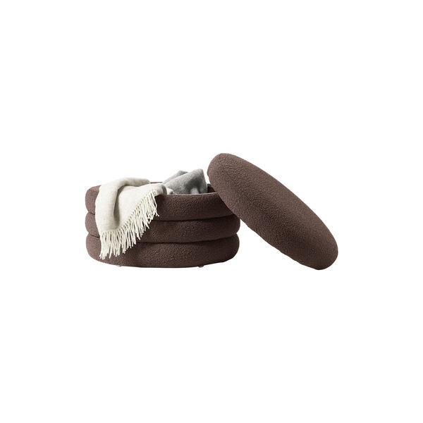 Alto XL Stool with Storage Space, boucl&eacute; dark brown, Westwing Collection