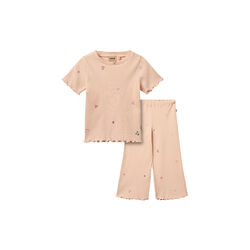 Set T-shirt S/S & Pants Alicia, rose flowers, Wheat