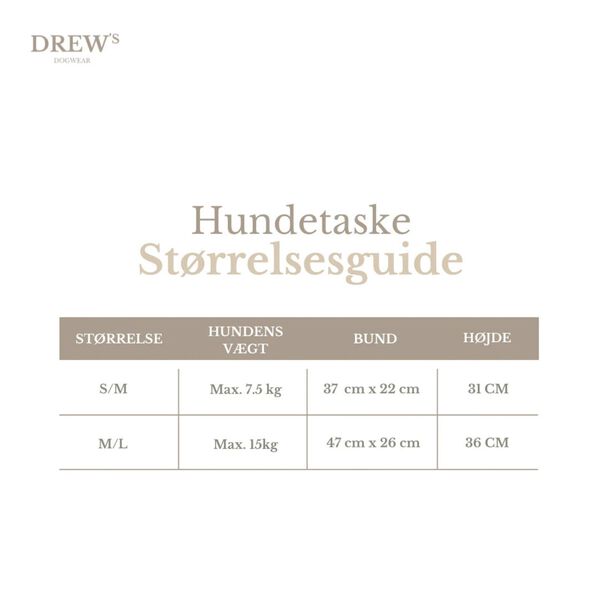 Hundetaske med teddy inderfor, aspen, Drew's Dogwear