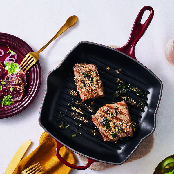 Signature Kvadratisk grillpande, garnet, Le Creuset