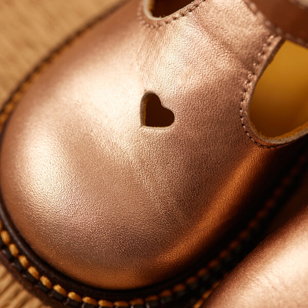 Klassisk tullesko med hjertemotiv, bronze metallic Klassisk tullesko med hjertemotiv, bronze metallic, ANGULUS