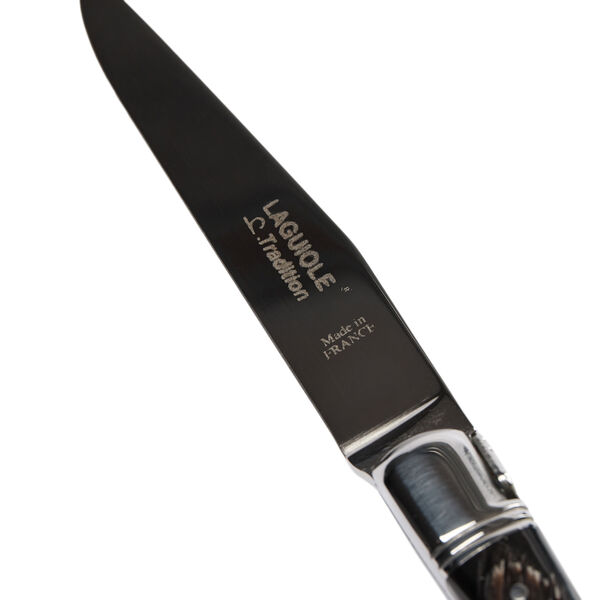 Steakkniv, sort horn struktur, Laguiole Tradition