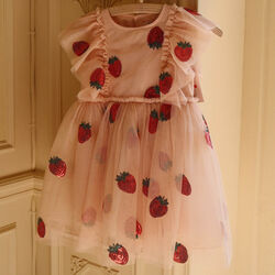 Yvonne Frill Dress, strawberry Yvonne Frill Dress, strawberry, Konges Sløjd