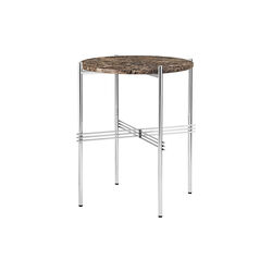 TS Side Table Round, brown emperador marble/steel, GUBI