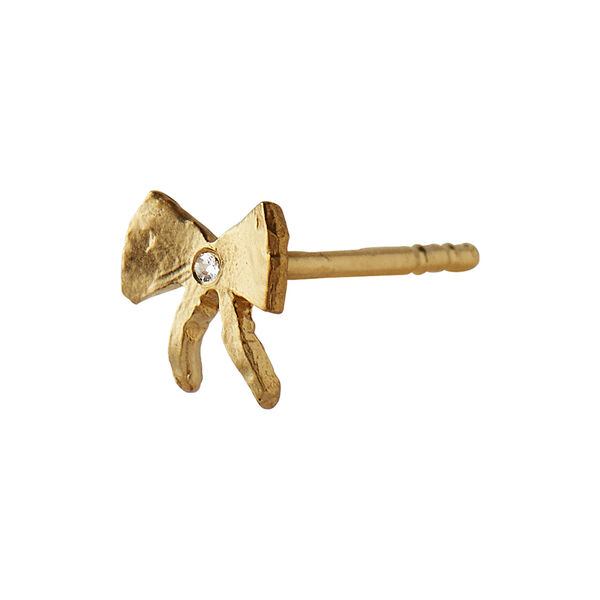 Petit Bow Earring with Stone Single, gold, Stine A Jewelry