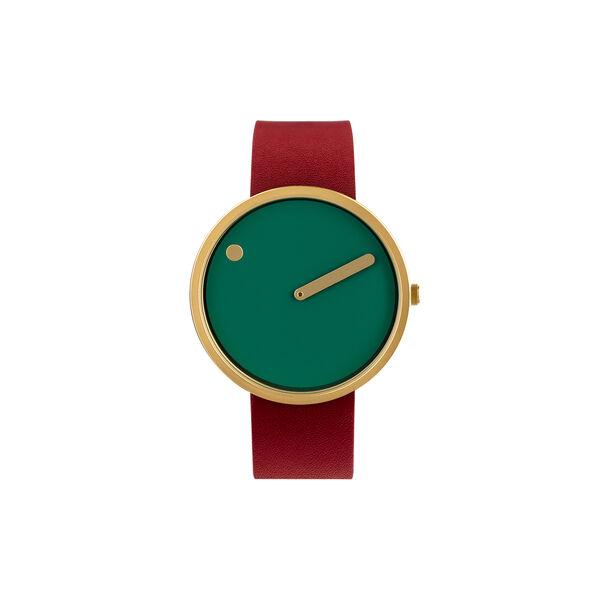 PICTO armbåndsur, dusty green/matt gold/ruby red, Picto