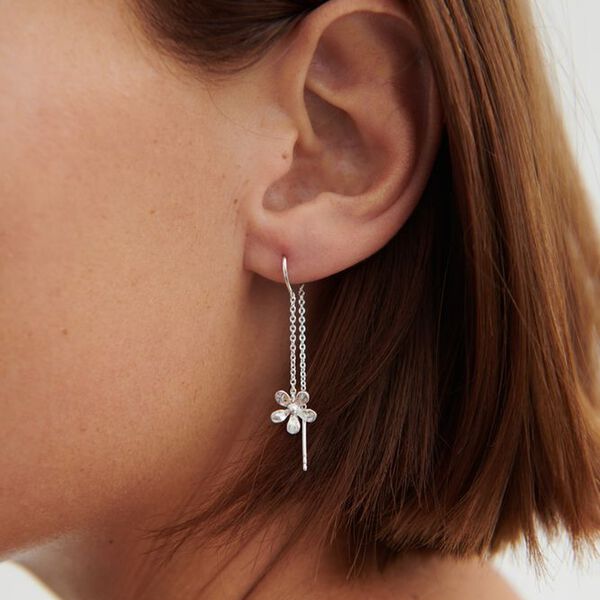 Wild&nbsp;Poppy&nbsp;Earchains, s&oslash;lv, Pernille Corydon Jewellery