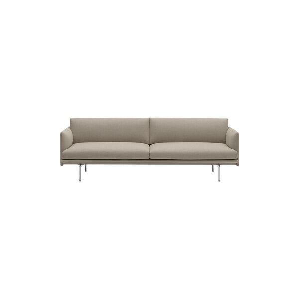 Outline Sofa 3-seater, ecriture/polished aluminum, Muuto