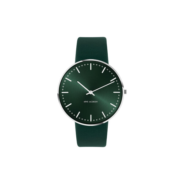City Hall armb&aring;ndsur, green/steel/green, Arne Jacobsen Watches