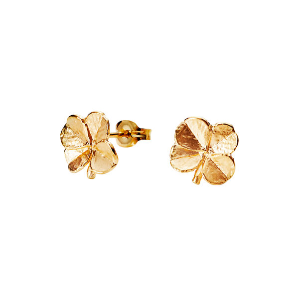 Firkløver ørestik, forgyldt, Flora Danica Jewellery
