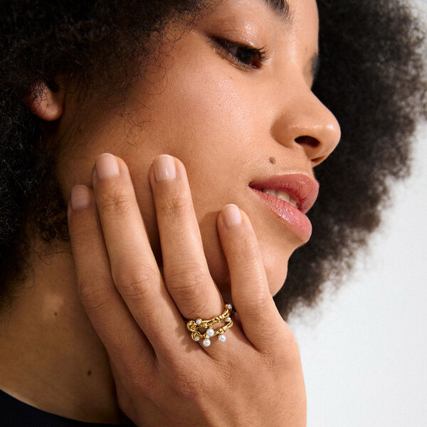 HADLEY ringe 2-i-ét sæt, guldbelagt, Pilgrim