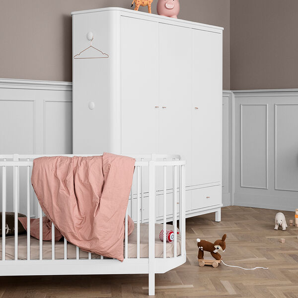 Wood kl&aelig;deskab 3 d&oslash;re, hvid, Oliver Furniture