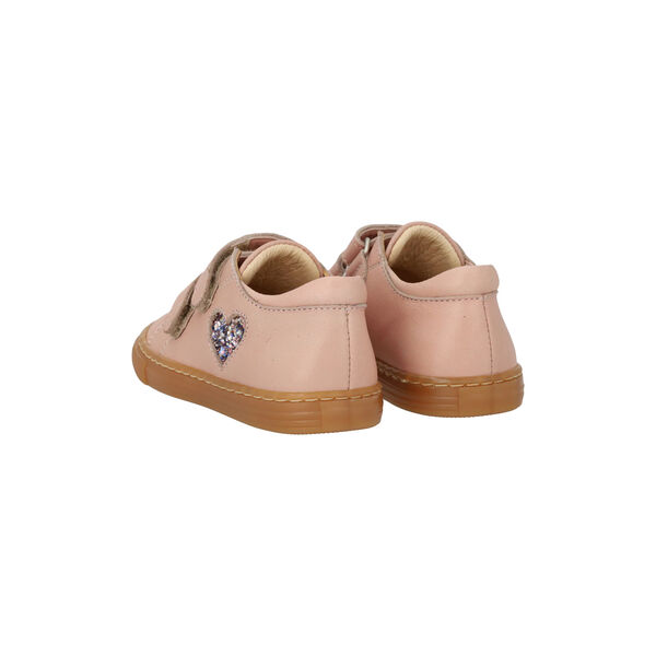 Begynder sneaker med funklende glitterhjerte, rosebud/pastel multi glitter, ANGULUS