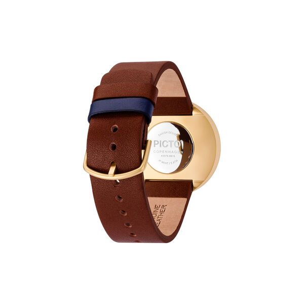 PICTO armbåndsur, dusty blue/matt gold/chocolate brown, Picto