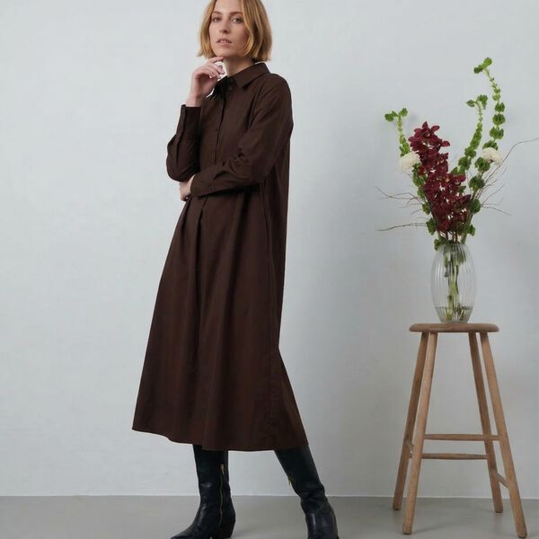 NOOS - Kamilla Shirt Dress, dark brown, LA RŌUGE