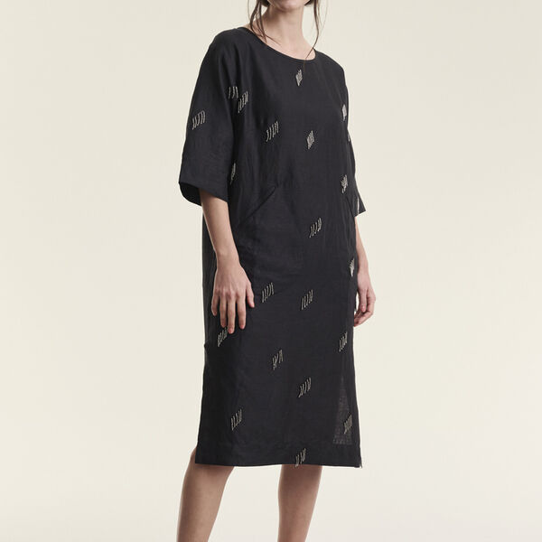Airy linen kjole med perler, black, BITTE KAI RAND