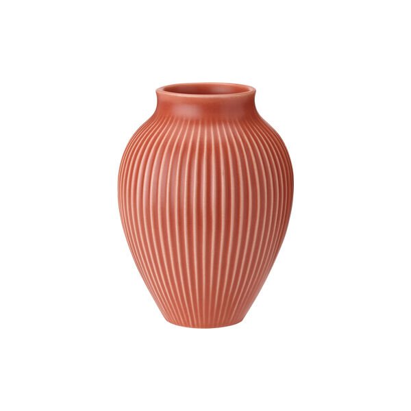 Knabstrup vase ripple, coral, Knabstrup Keramik