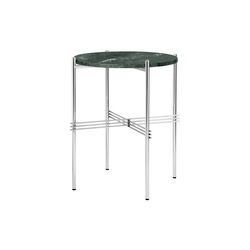TS Side Table Round, green guatemala marble/steel, GUBI