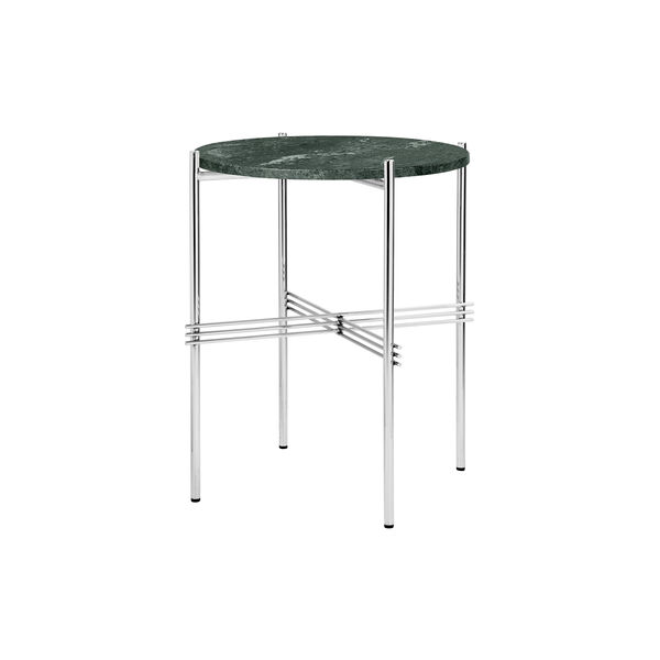 TS Side Table Round, green guatemala marble/steel, GUBI