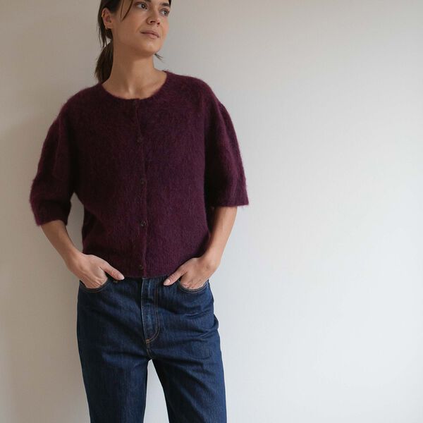 SIGNE HAIRY CARDIGAN, burgundy, Studio Feder