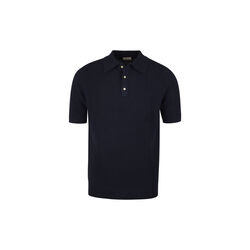 Polo Shirt Knitted Crochet Hemp / Supima Cotton, navy, Stenstr&ouml;ms