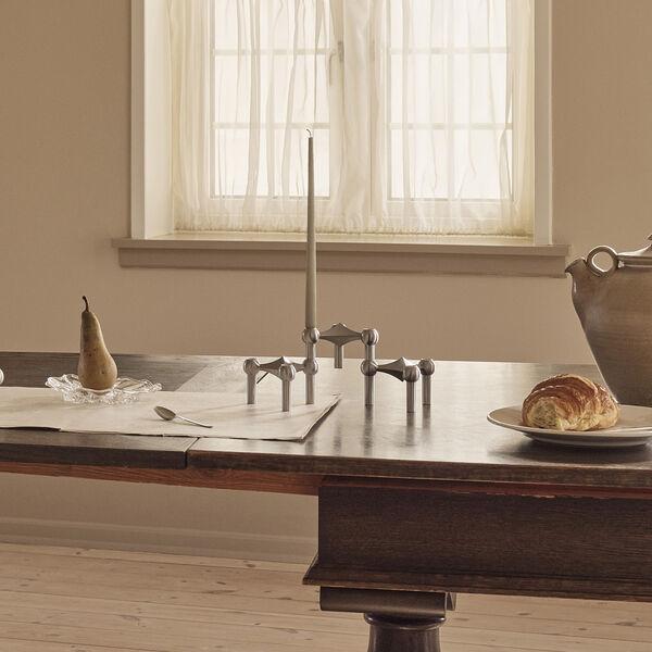 STOFF Nagel lysestage, b&oslash;rstet krom, STOFF Nagel